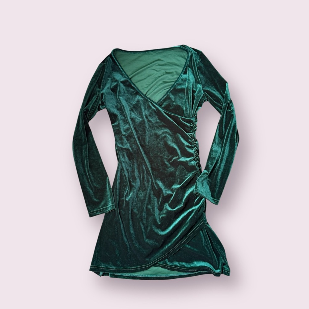 Bodycon emerald green dress women size medium long sleeve
